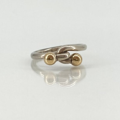 TIFFANY&Co.(ティファニー) フック アイ ラブノット Ag925/750 コンビネーション #7.5号 リング・指輪 2.39g シルバー×ゴールド