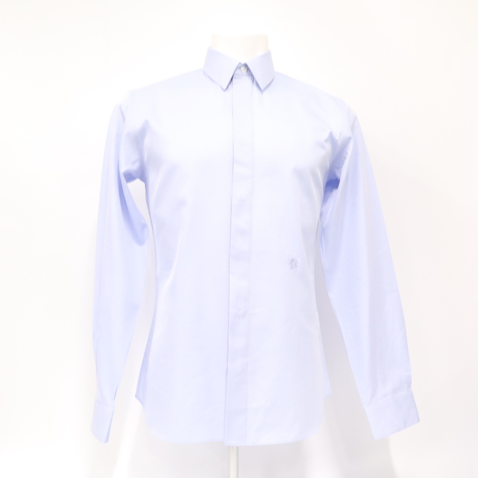 極美品 Dior ディオール ゴシックCDロゴ コットン シャツ 38 013C502B4774 長袖シャツ ブルー コットン メンズ