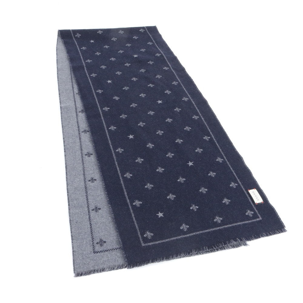 ■美品 グッチ ビー スター 蜂 おしゃれ ファッションマフラー