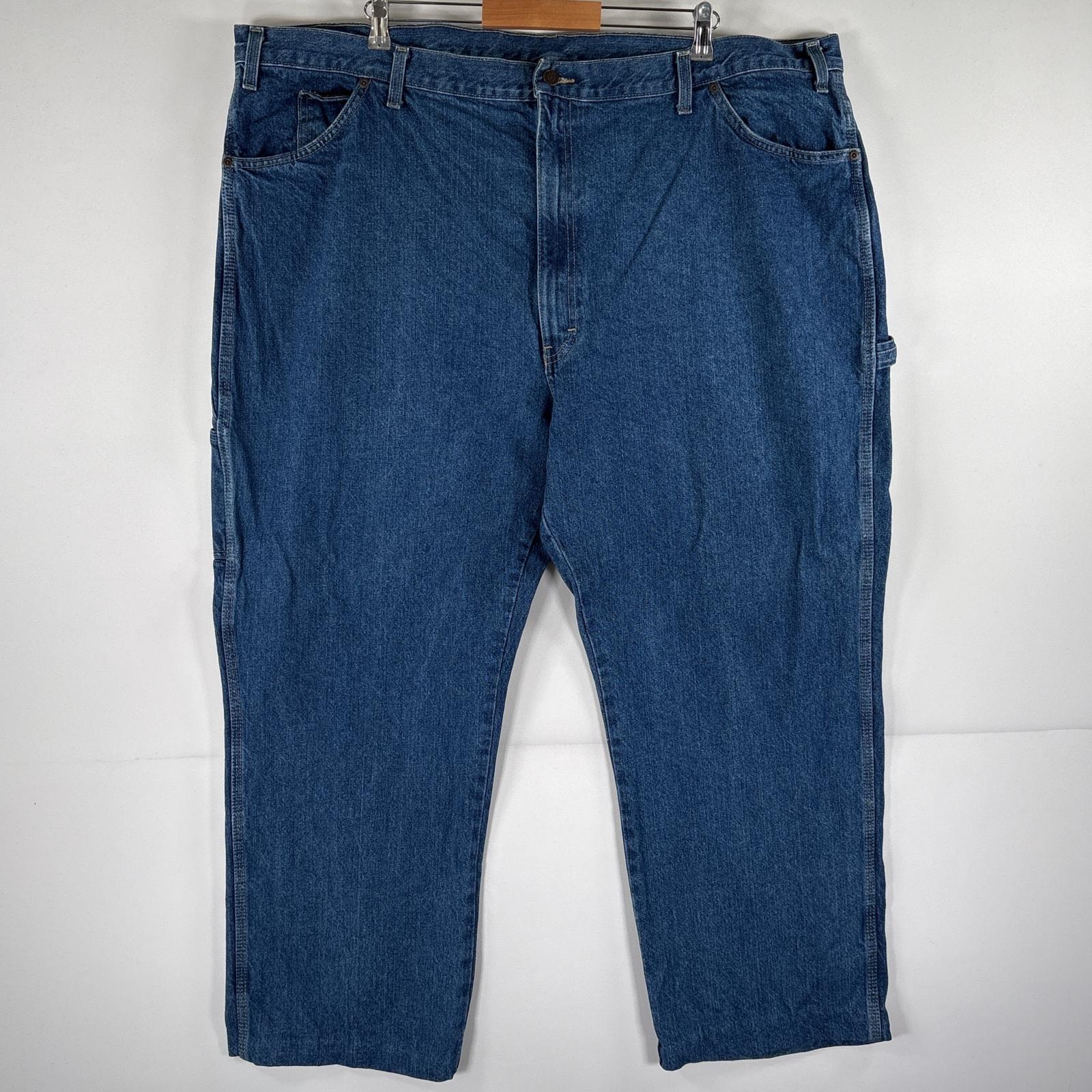 古着 ディッキーズ Dickies ワークパンツ デニム ペインターパンツ ストレート 大きいサイズ ワンポイント w48 L30 ブルー メンズ