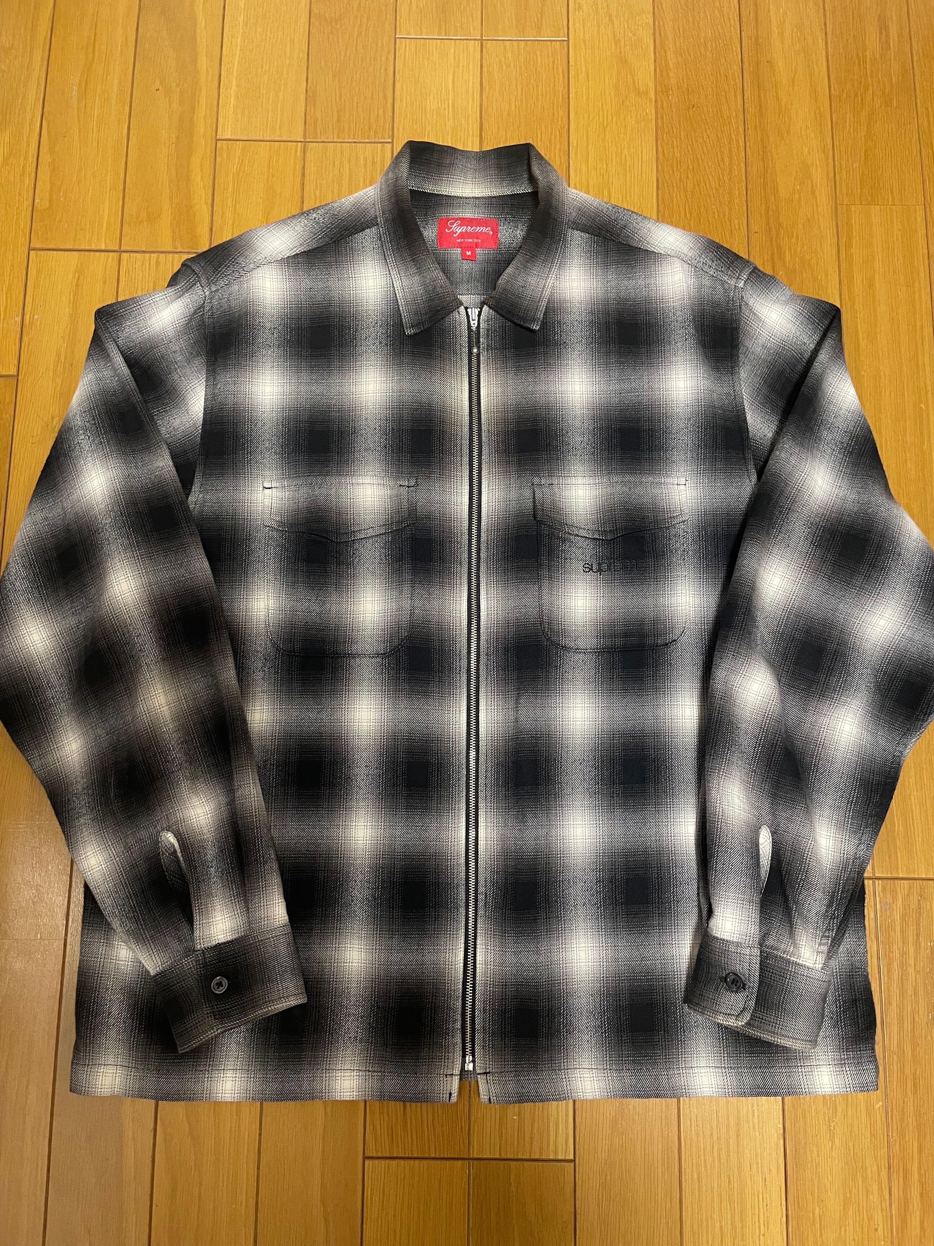 Supreme Shadow Plaid Flannel Zip Up Shirt "Black"