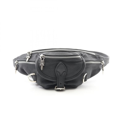Chrome Hearts SNAT PACK Mini Dagger Zip Gunslinger Belt Leather Body Bag "Black/Silver"