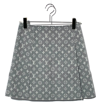 Louis Vuitton Women's Wool x Silk Monogram Skirt "Gray"