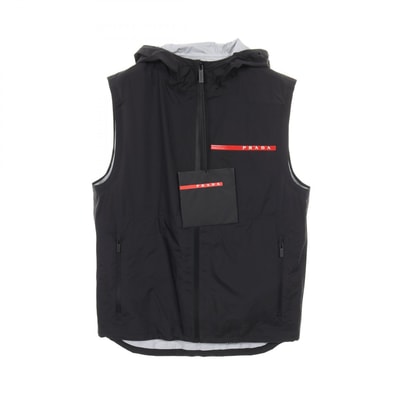 プラダスポーツ リネアロッサ PRADA SPORT LINEA ROSSA ロゴ ベスト 衣料品 トップス ナイロン メンズ ブラック系 SGN995 【中古】