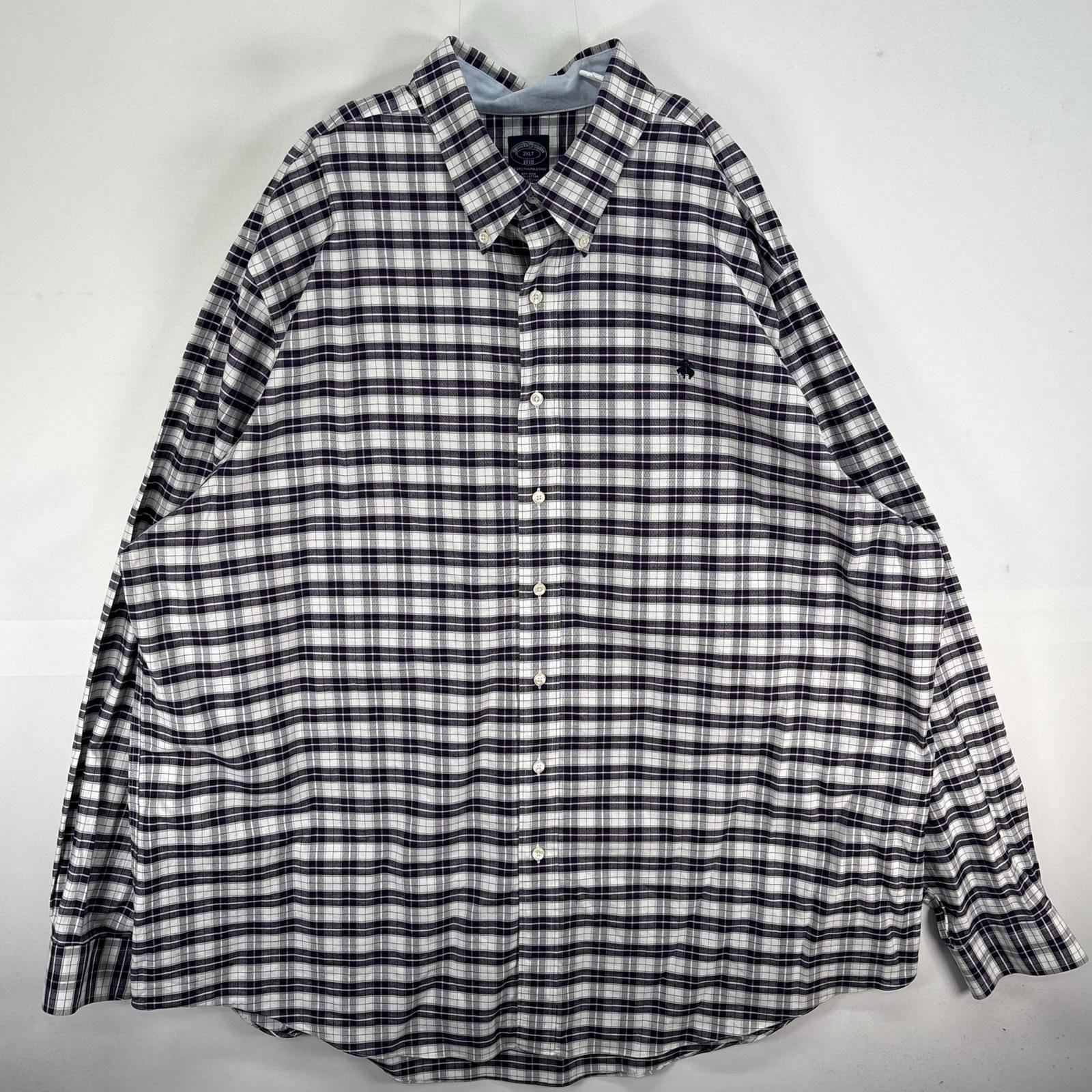 古着 ブルックスブラザーズ Brooks Brothers 長袖シャツ ロゴ 刺繍 チェック 2XL  グレー系 マルチカラー メンズ