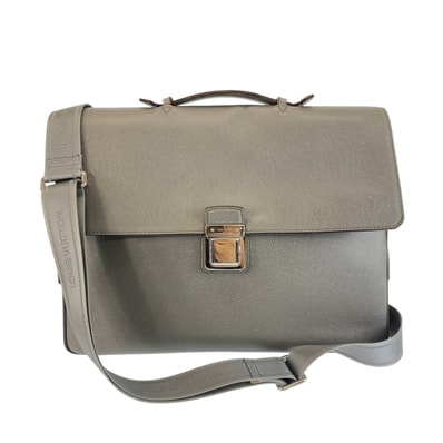 LOUIS VUITTON ルイヴィトン タイガ ヴァシリGM グレー レザー ビジネスバッグ ブリーフケース ショルダーバッグ 1-0294249 【中古】