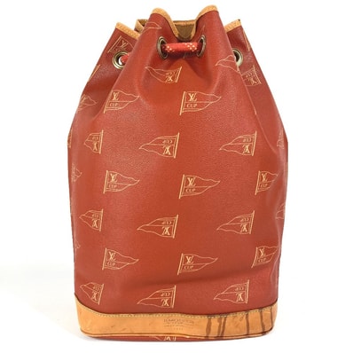 ルイヴィトン LOUIS VUITTON サントロペ M80026 ルイヴィトンカップ 95 LVCUP カバン 肩掛け 巾着バッグ ショルダーバッグ レザー/キャンバス アボガニー オレンジ