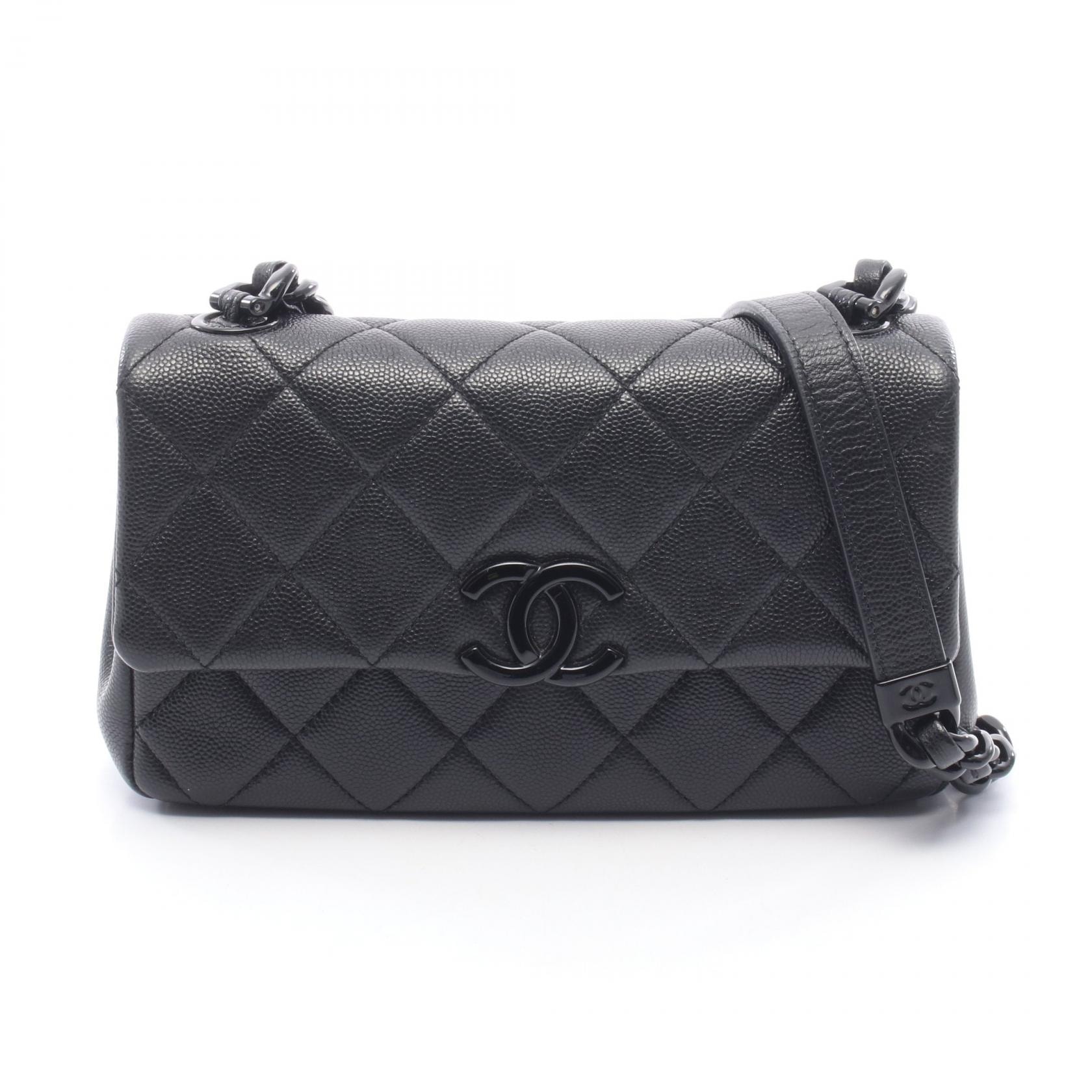 シャネル CHANEL マトラッセ スモールフラップ ショルダーバッグ バッグ キャビアスキン(グレインドカーフ) レディース ブラック系 AS2303 【中古】