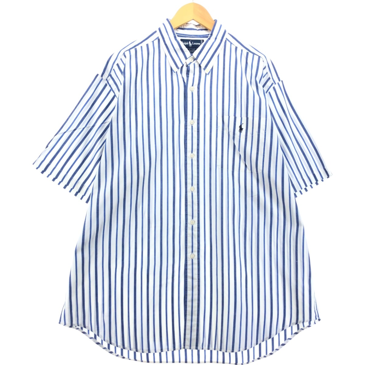 古着 ラルフローレン Ralph Lauren BLAIRE 半袖 ボタンダウン ストライプシャツ メンズXL相当 半袖/eaa560662