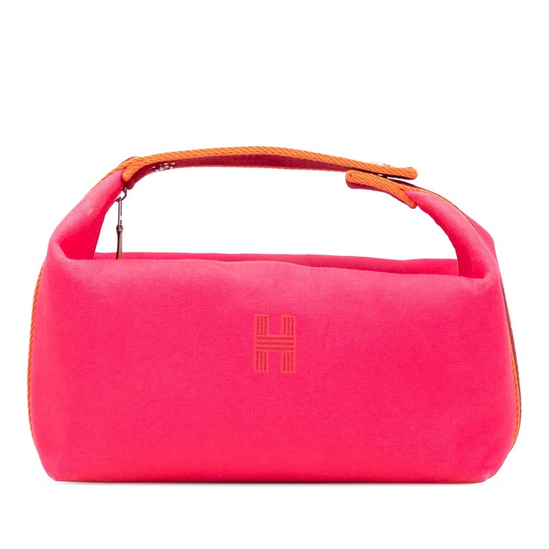 エルメス ブリッドアブラックGM ハンドバッグ ハイビスカス ピンク系 キャンバス レディース HERMES 【中古】