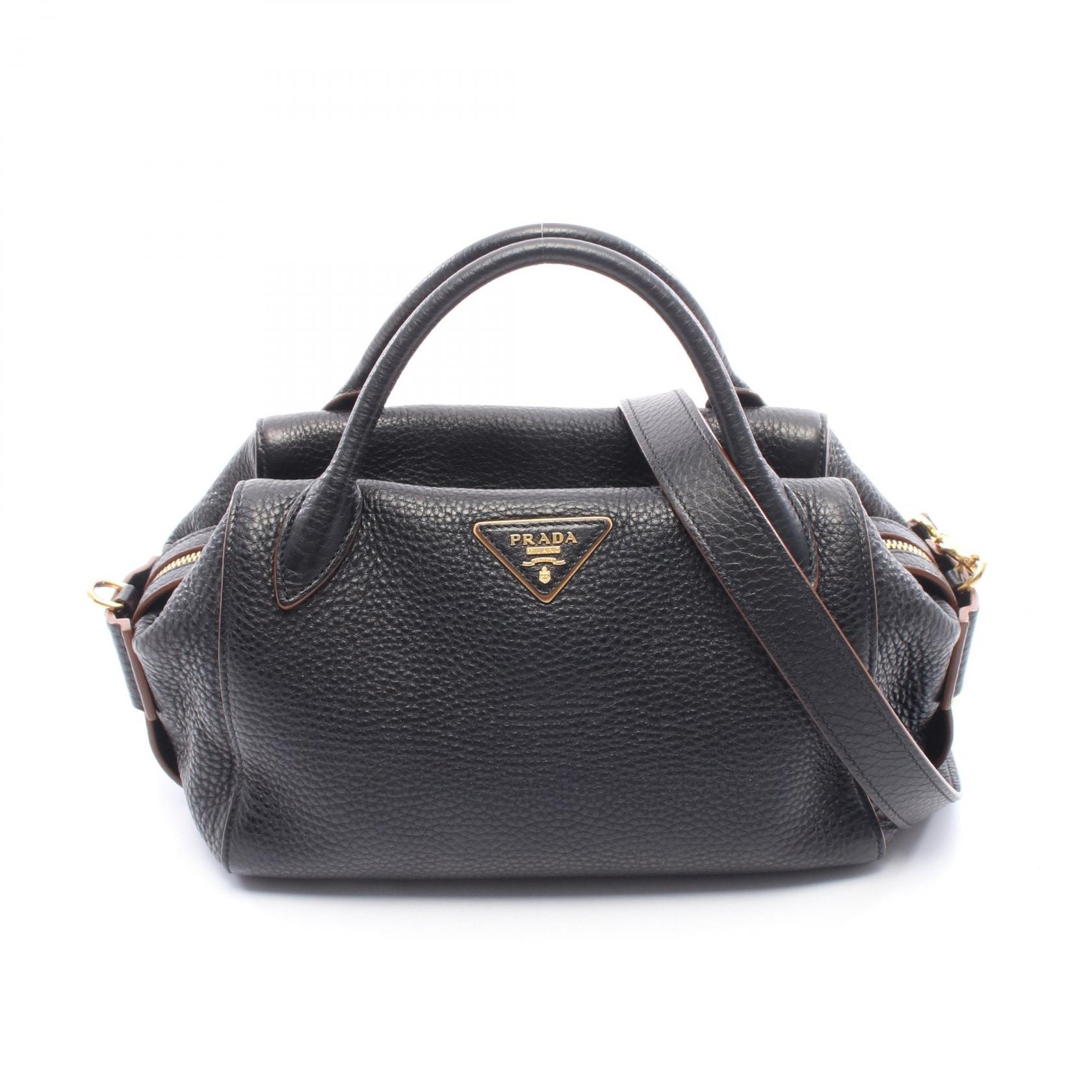 プラダ PRADA VIT DAINO ヴィッテロダイノ 2WAY ハンドバッグ バッグ レザー レディース ブラック系 【中古】