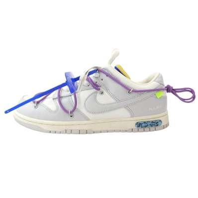 NIKE ナイキ スニーカー DM1602-107 ×OFF WHITE DUNK LOW SAIL NEUTRAL GRAY オフホワイト ダンク ニュートラル グレー ローカット スニーカー グレー系 ブルー系 パープル系 28cm【中古】
