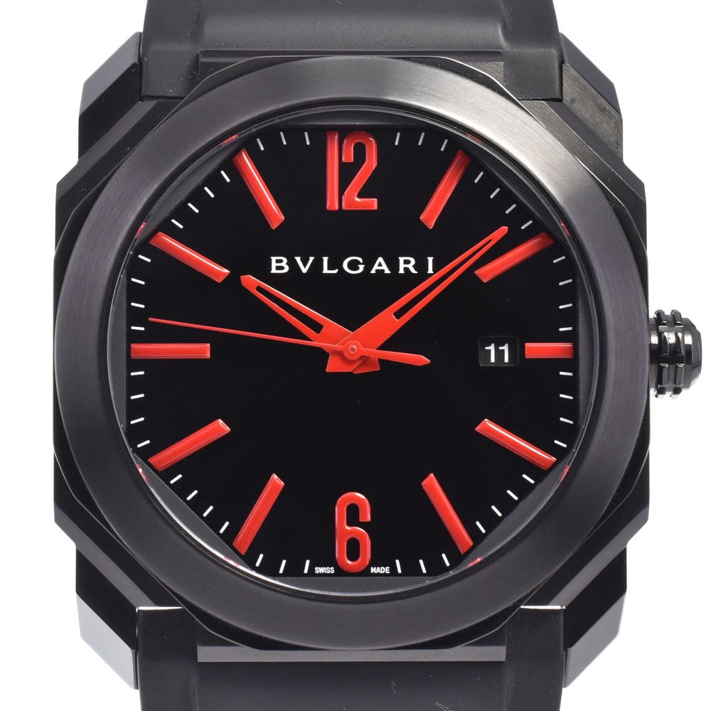 値下 ブルガリ BVLGARI 102738 オクト ウルトラネロ デイト ブラック 自動巻き メンズ 美品 保証書付き 腕時計 I#147792