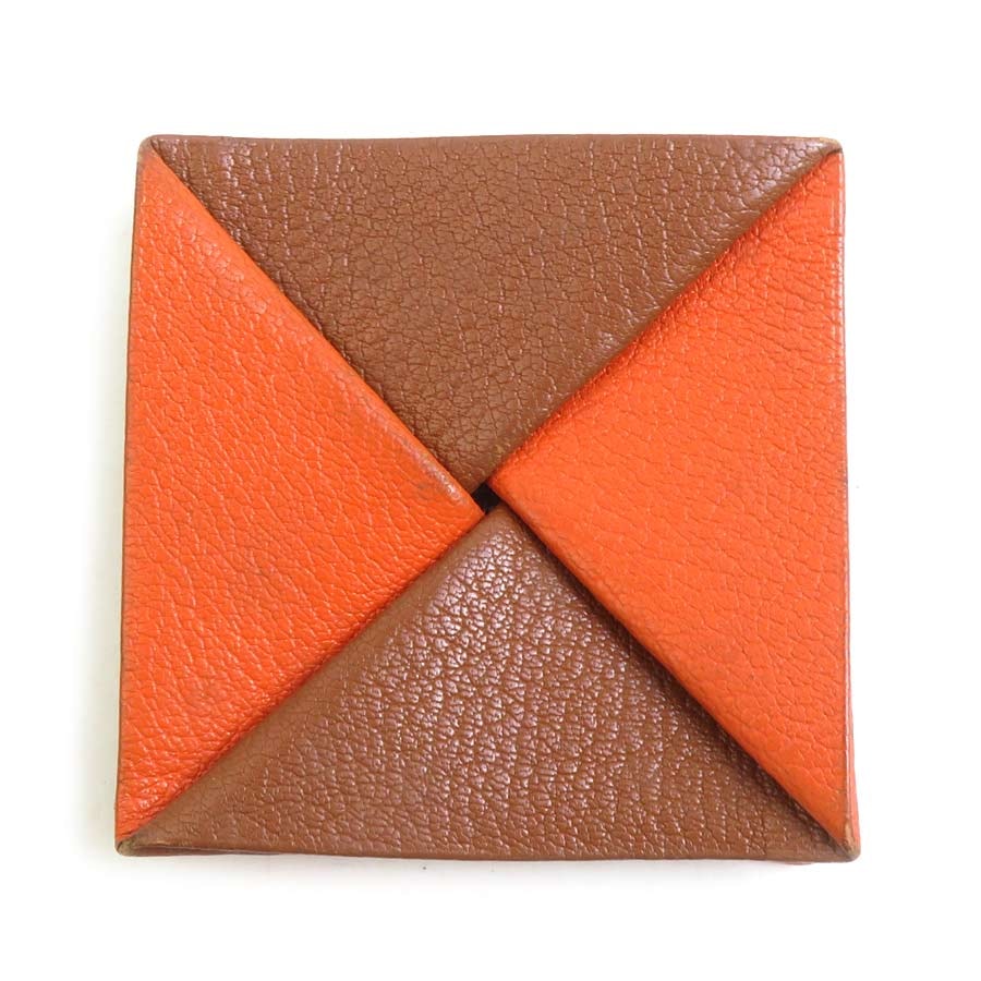 エルメス HERMES コインケース ズールー レザー ブラウン/オレンジ ユニセックス【中古】 e62384a