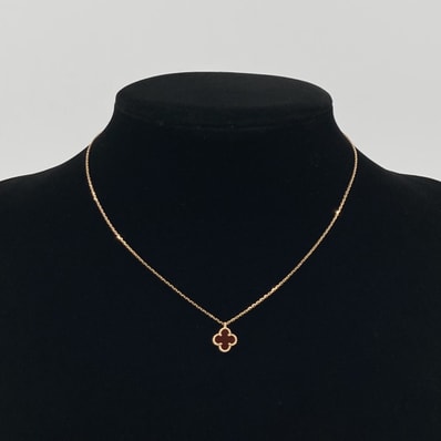 Van Cleef & Arpels(ヴァンクリーフ&アーペル) スィート アルハンプラ カーネリアン Au750 ネックレス 2.7g ゴールド