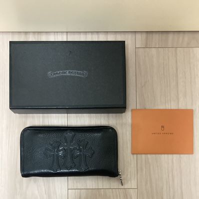 Chrome Hearts REC F Heavy Leather Zip Wallet / 3 Cemetary Cross "Black"