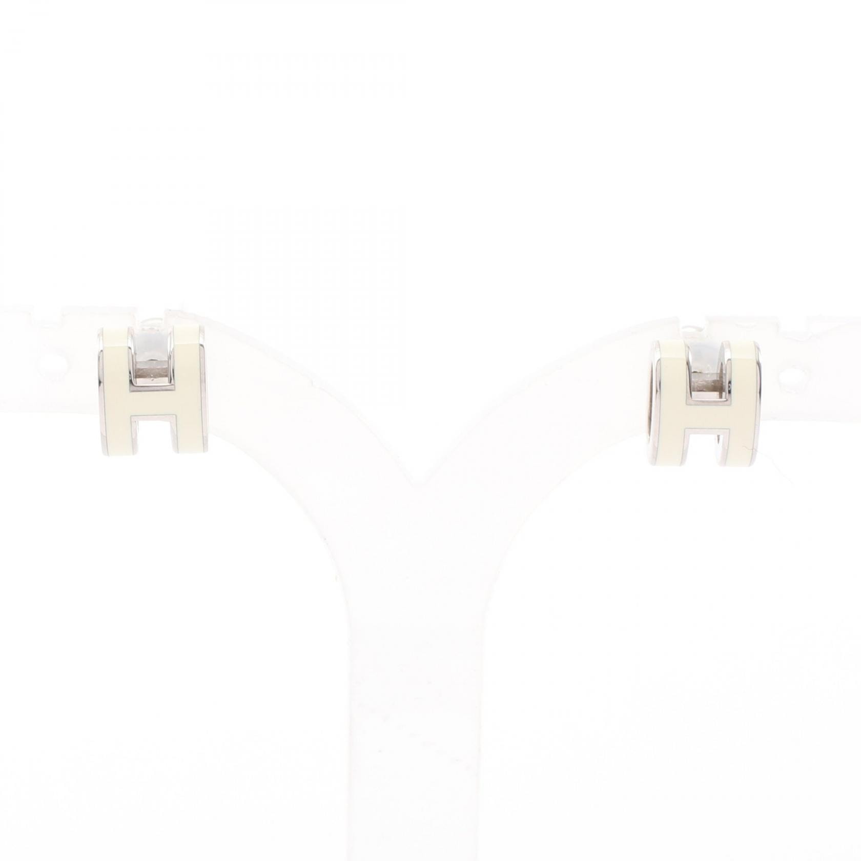 エルメス HERMES MINI POP H ミニポップアッシュ ピアス ジュエリー メタル レディース シルバー系 / アイボリー系 【中古】