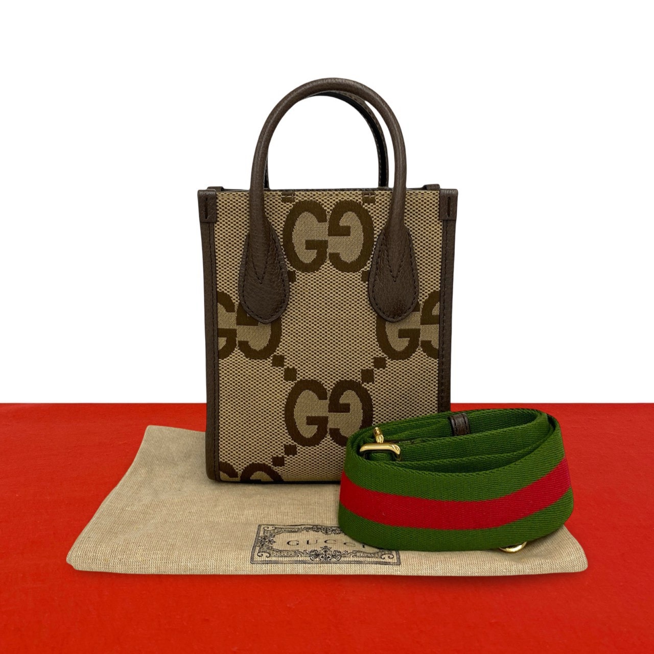 GUCCI グッチ ジャンボGG ロゴ 柄 キャンバス レザー ショルダーバッグ ブラウン
49785