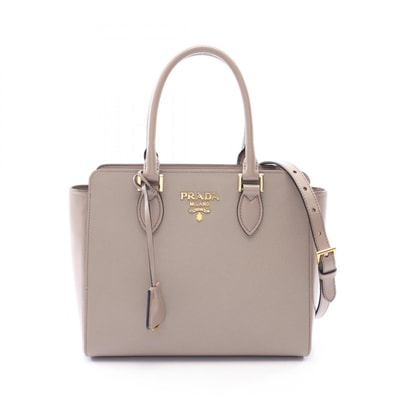 プラダ PRADA ロゴ 2WAY ハンドバッグ バッグ サフィアーノレザー レディース ベージュ系 1BA113 【中古】