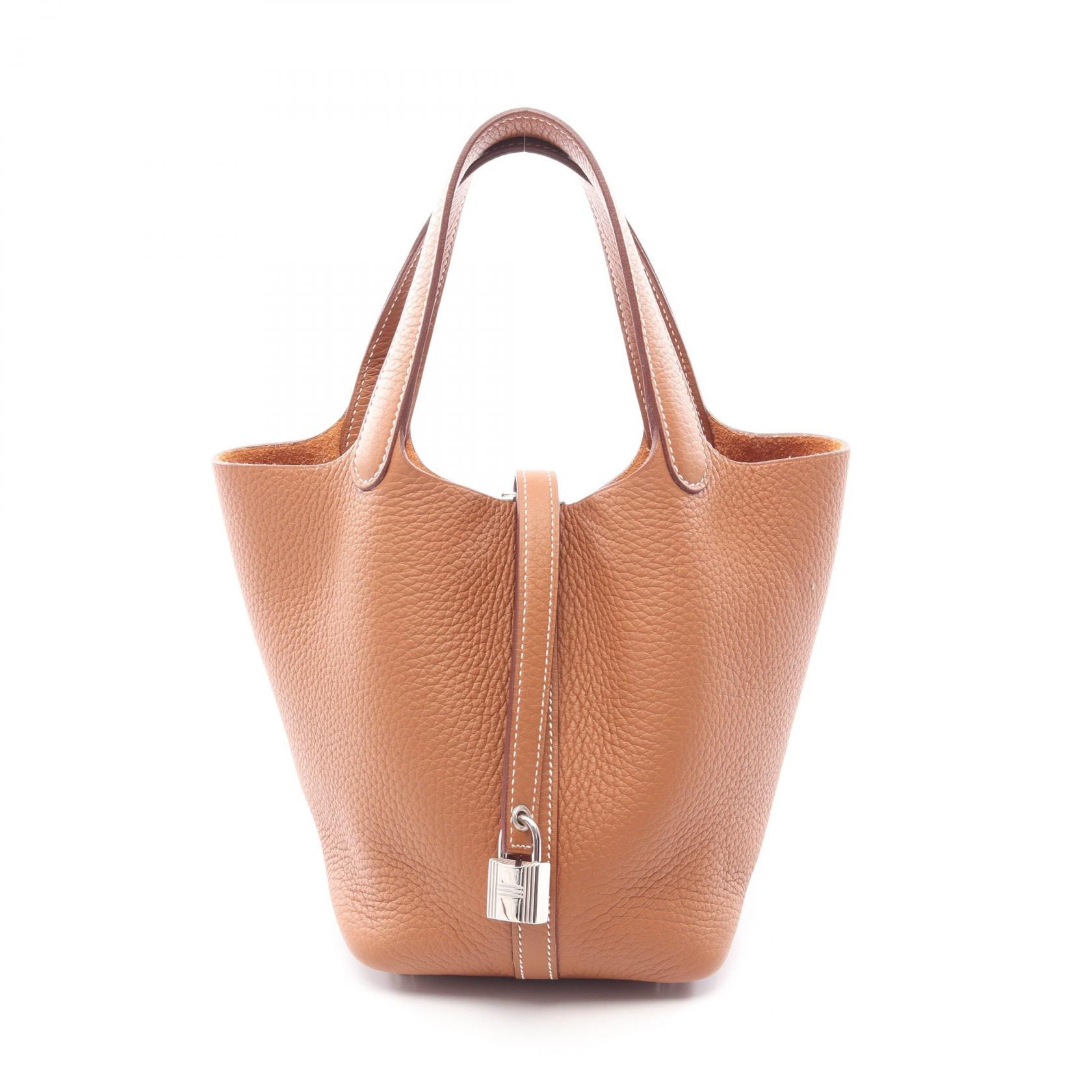 エルメス HERMES ピコタンロックPM ゴールド ハンドバッグ バッグ レザー トリヨンクレマンス ゴールド W刻印(2024年製造) レディース ブラウン系 【中古】