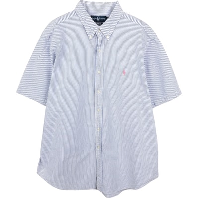 古着 ラルフローレン Ralph Lauren CLASSIC FIT クラシックフィット シアサッカー 半袖 ボタンダウン ストライプシャツ メンズXL相当/eaa665076