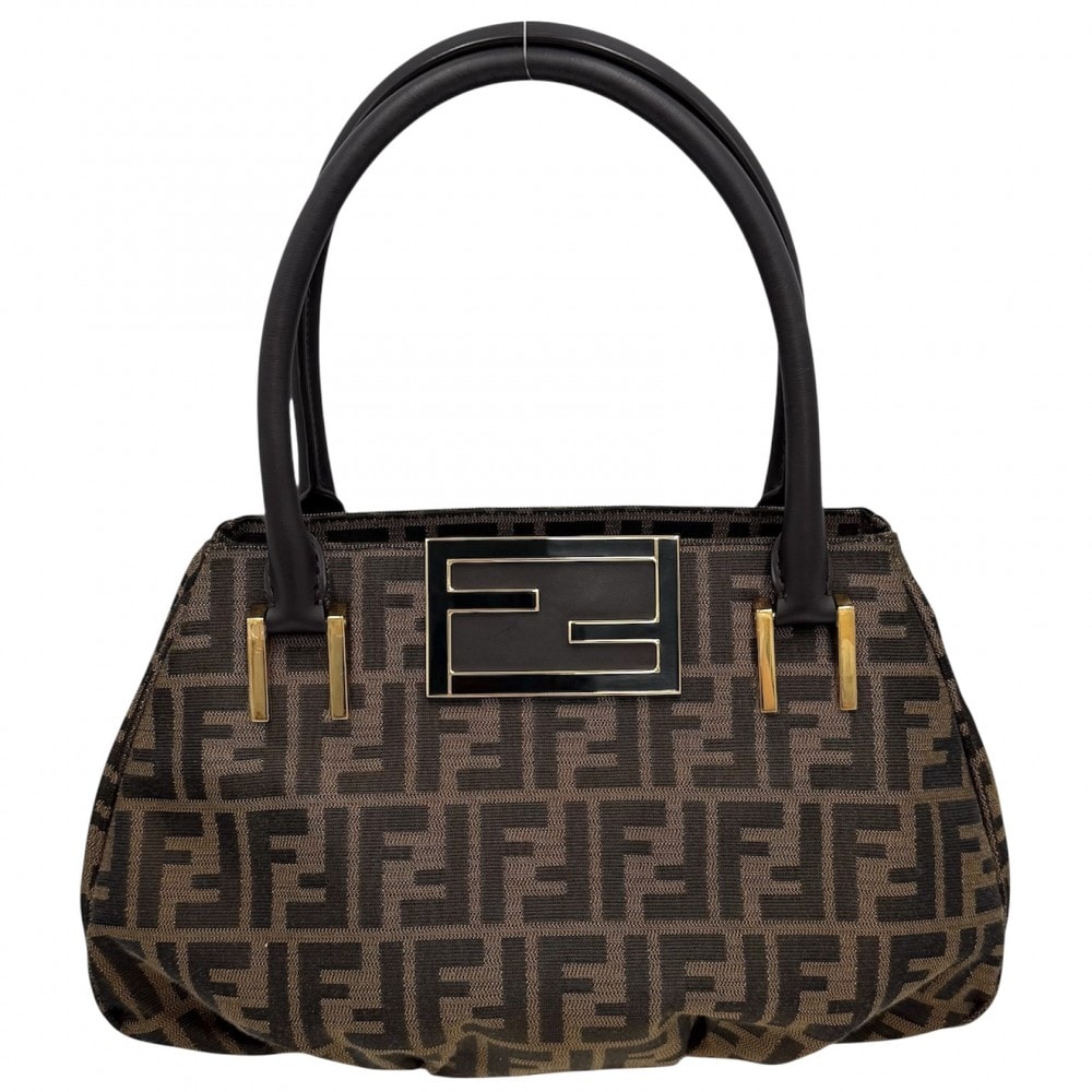 FENDI フェンディ ハンドバッグ ズッカ 8BR674 キャンバス  レザー   ブラウン 茶 ゴールド金具 レディース【中古品】