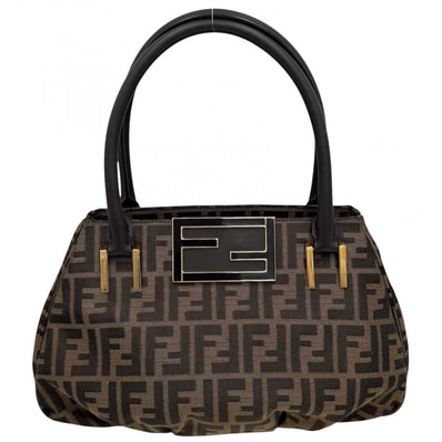 FENDI フェンディ ハンドバッグ ズッカ 8BR674 キャンバス レザー ブラウン 茶 ゴールド金具 レディース【中古品】