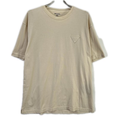 プラダ 23SS UJN852 ベージュ系 トライアングルロゴ Tシャツ L