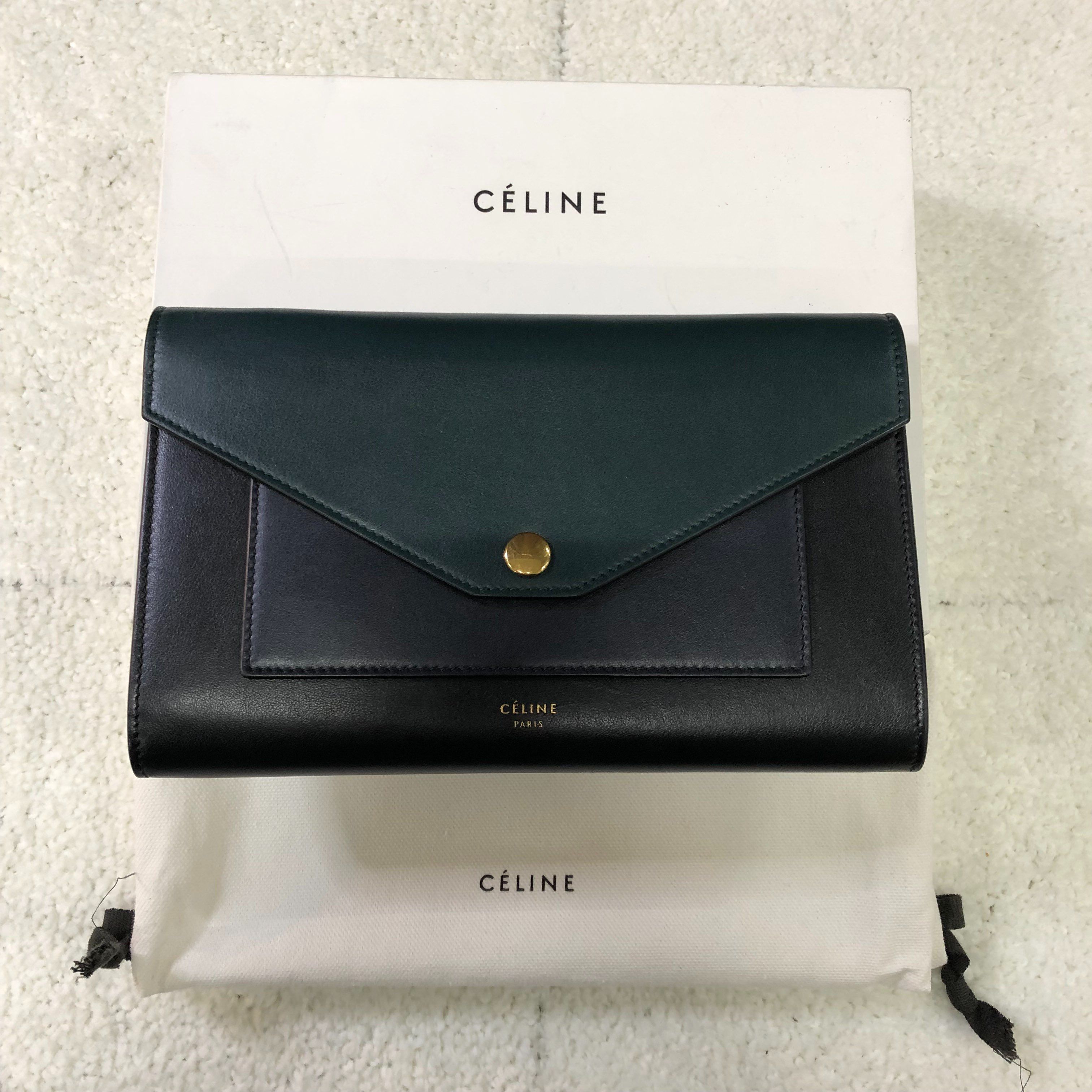 CELINE Pocket Large Flap Chain Wallet
