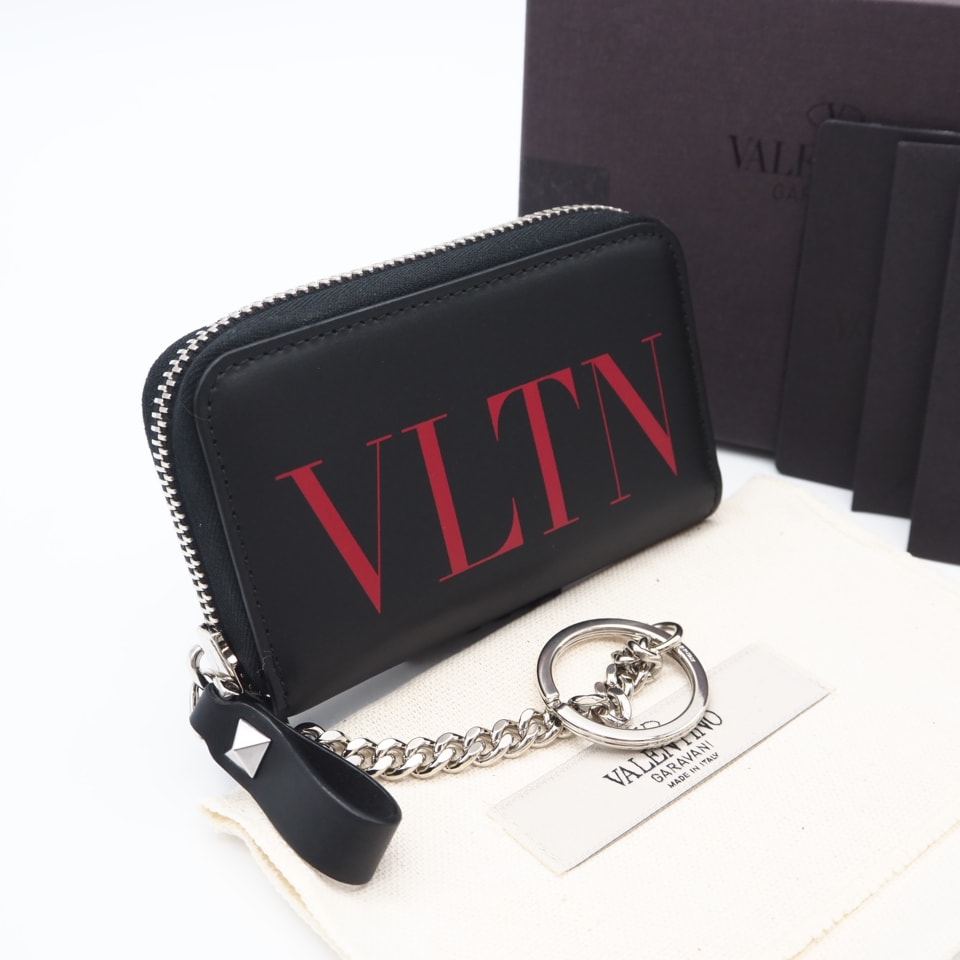 未使用 Valentino ヴァレンチノ レザー VLTNロゴ コインケース TY2P0P24LVN コインケース ブラック レッド レザー メンズ