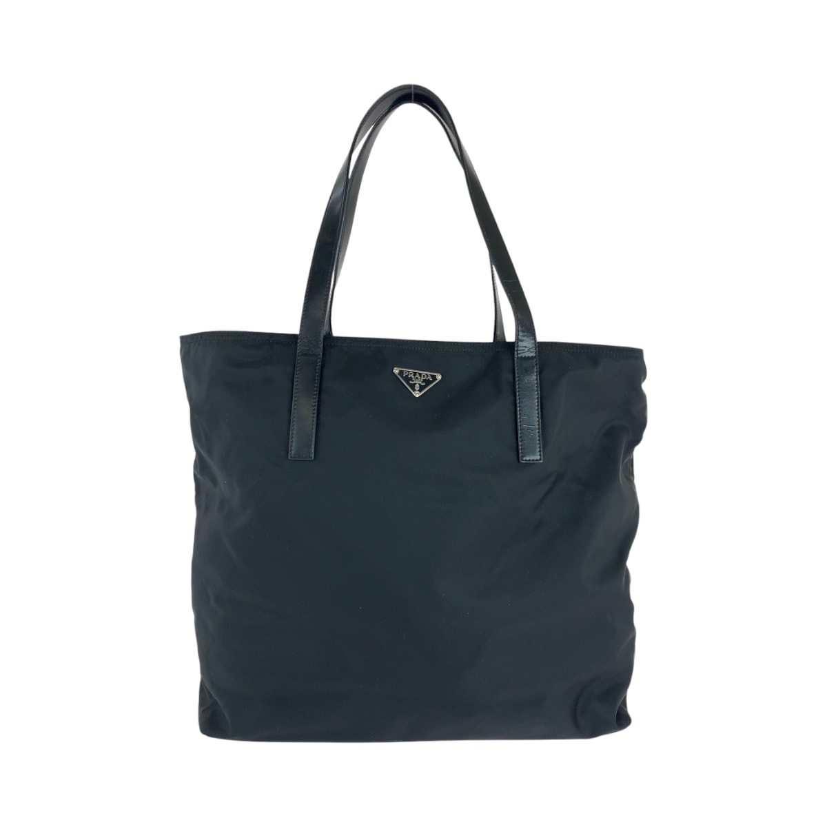 PRADA プラダ テスート 三角ロゴプレート ブラック 黒 シルバー金具 ナイロン トートバッグ ショルダーバッグ 506397 【中古】