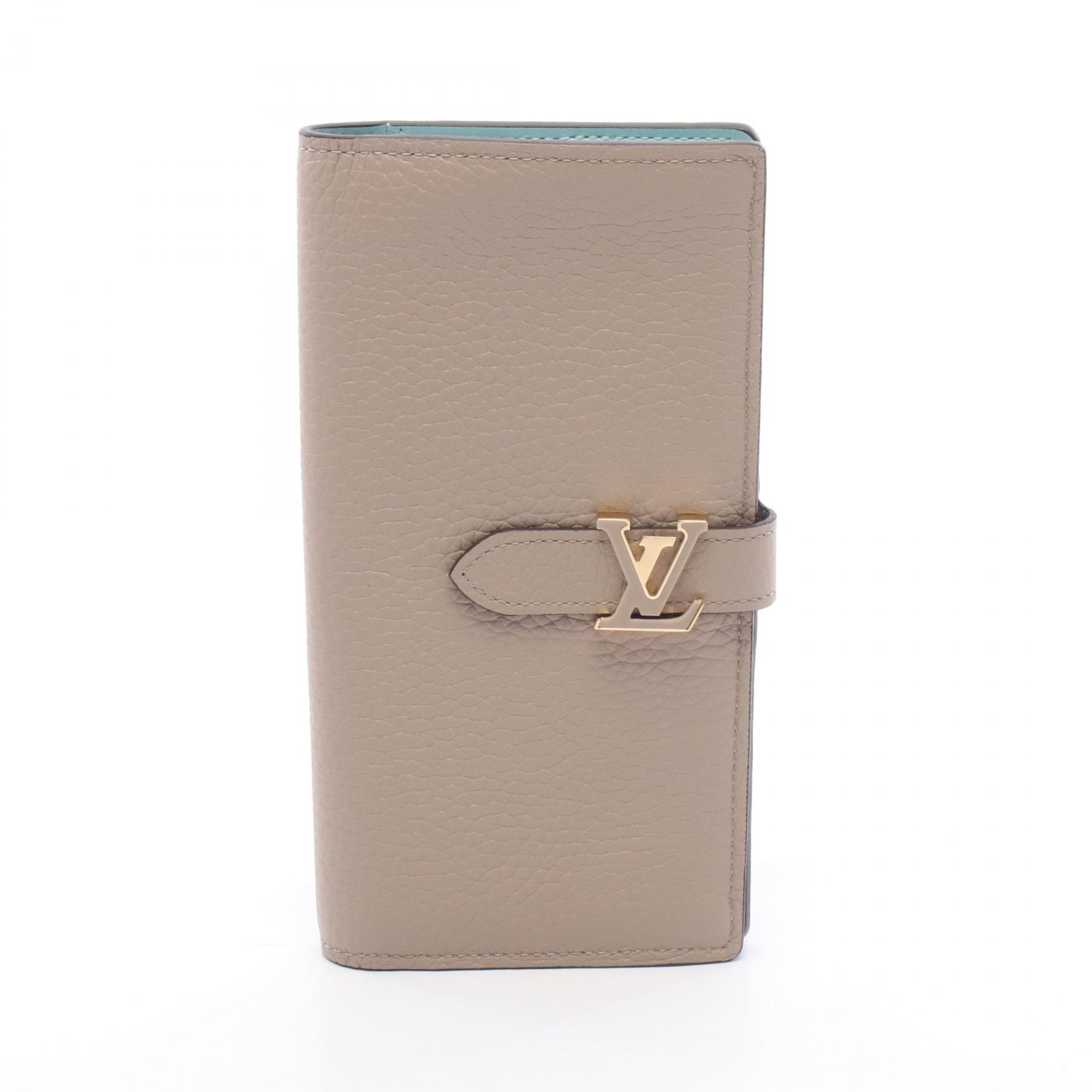 ルイ・ヴィトン LOUIS VUITTON LVヴェルティカル ウォレット ガレ 二つ折り長財布 財布 トリヨンレザー トリヨンレザー レディース ベージュ系 M81367 【中古】