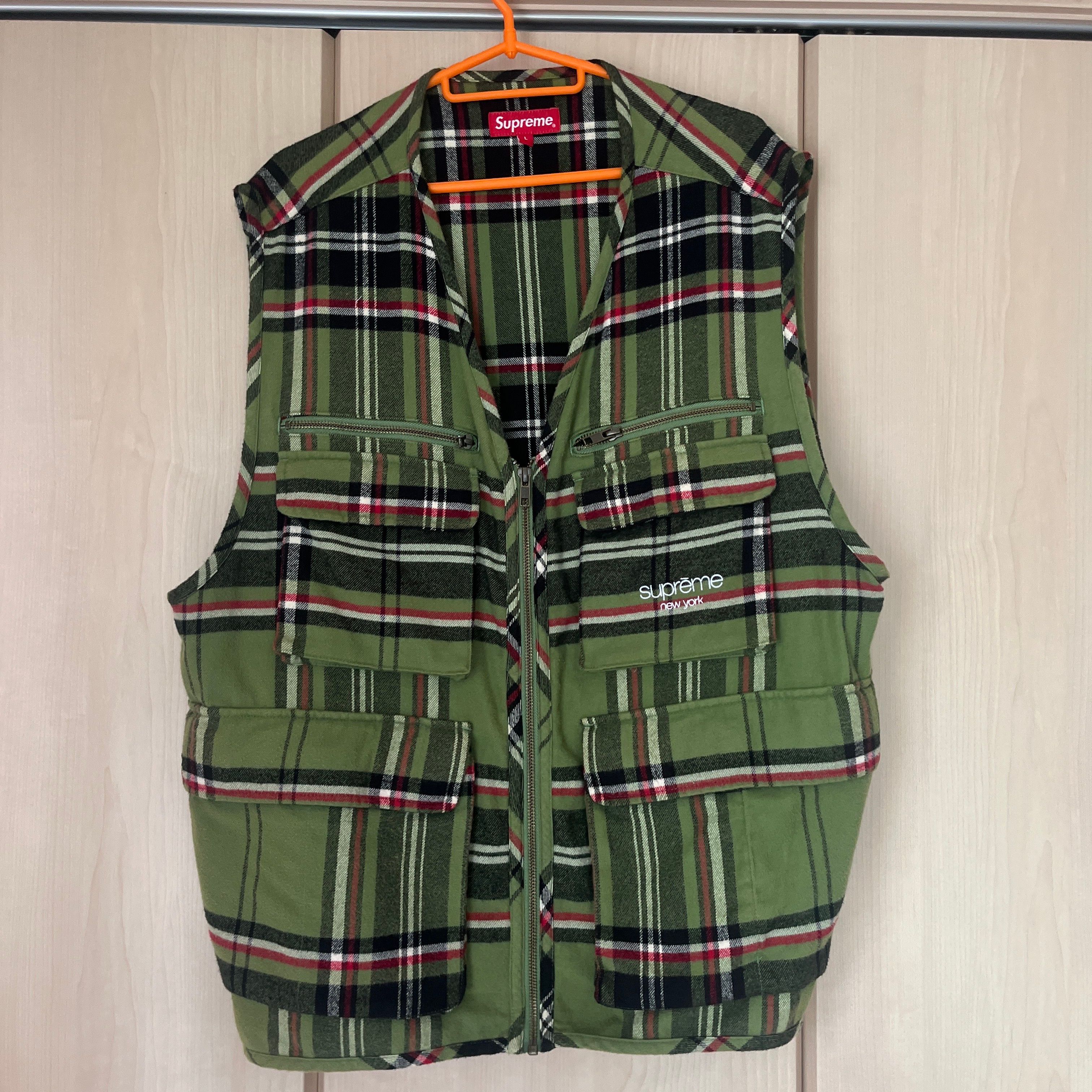 supreme Tartan Flannel Cargo Vest 20AW