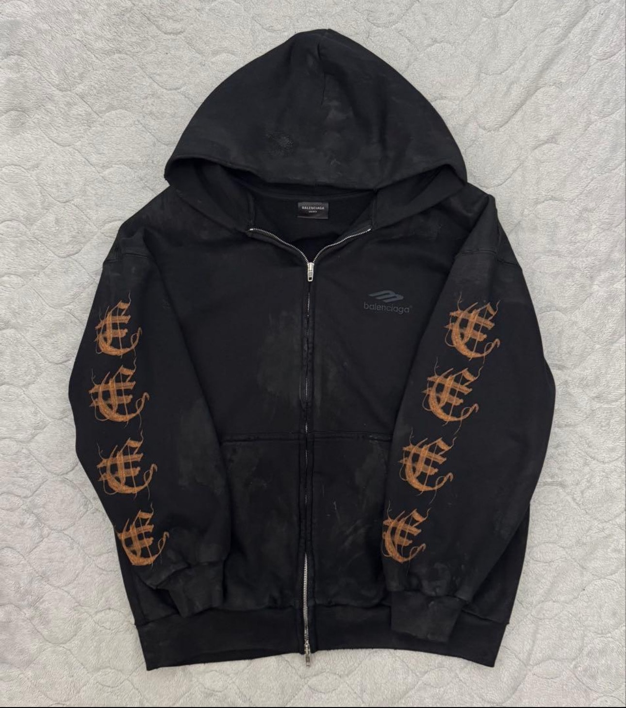 BALENCIAGA Heavy Metal Outerwear Zip-Up Hoodie Oversized "Black Faded"