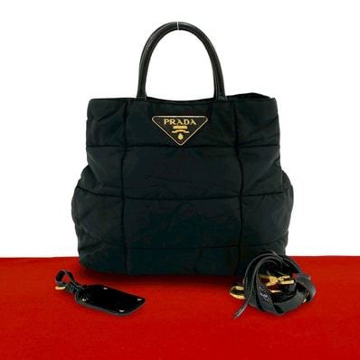 PRADA プラダ 三角ロゴ 金具 ナイロン レザー ショルダーバッグ ブラック
53067