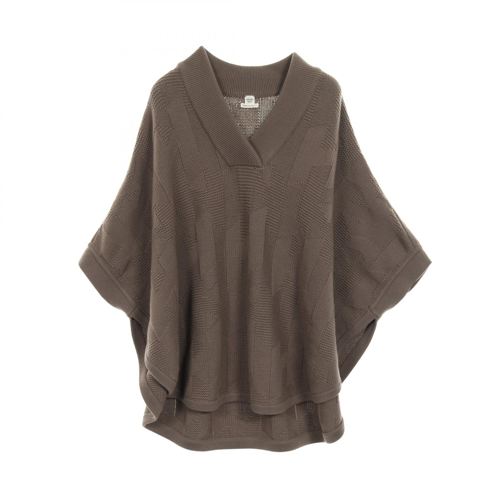 エルメス HERMES ニット ケープ ポンチョ 衣料品 アウター ウール レディース ブラウン系 【中古】