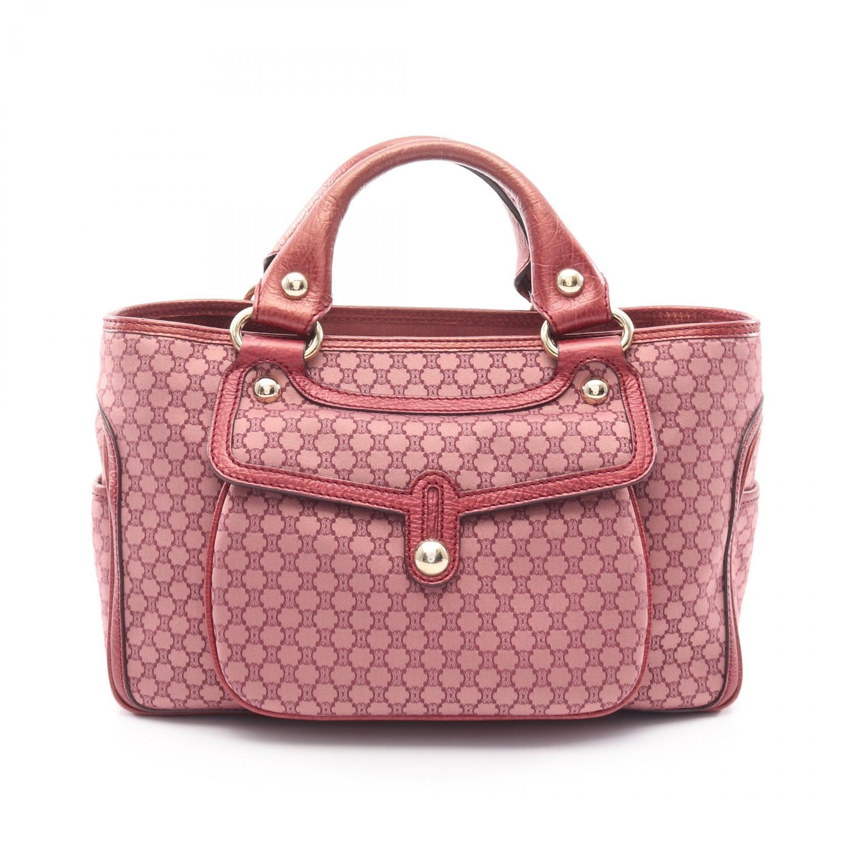 セリーヌ CELINE ブギーバッグ マカダム ハンドバッグ バッグ キャンバス レザー レディース ボルドー系 【中古】