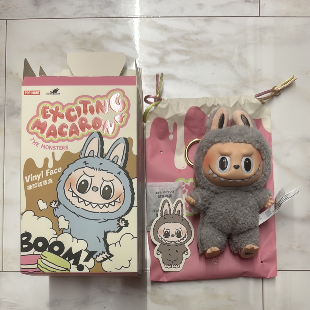 POP MART THE MONSTERS (LABUBU) Exciting Macaron Plush Series SESAME BEAN