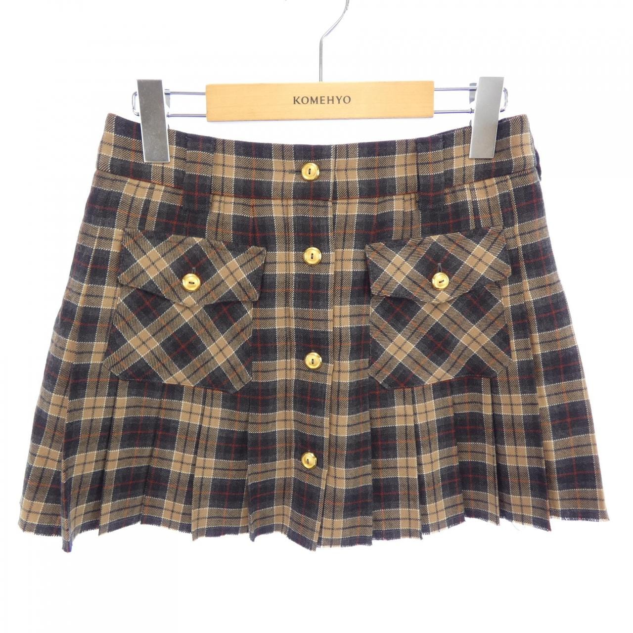 ミュウミュウ MIU MIU プリーツ タータン ミニスカート MIU MIU ロゴ MG2358 SOOO 16DO スカート