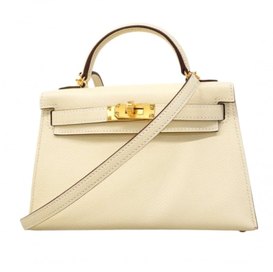 【6dd4852-g】エルメス ハンドバッグ ミニケリー2 ヴォーエプソン ナタ ゴールド金具 B刻印 2wayバッグ【中古】レディース