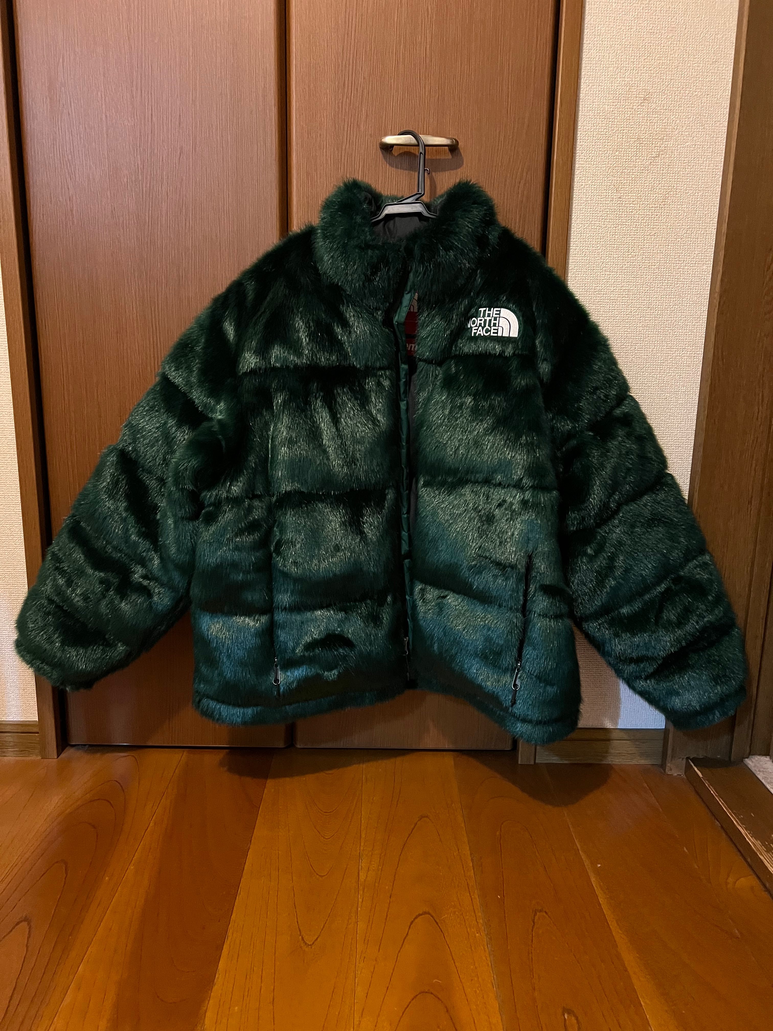 Supreme x The North Face Faux Fur Nuptse Jacket "Green"