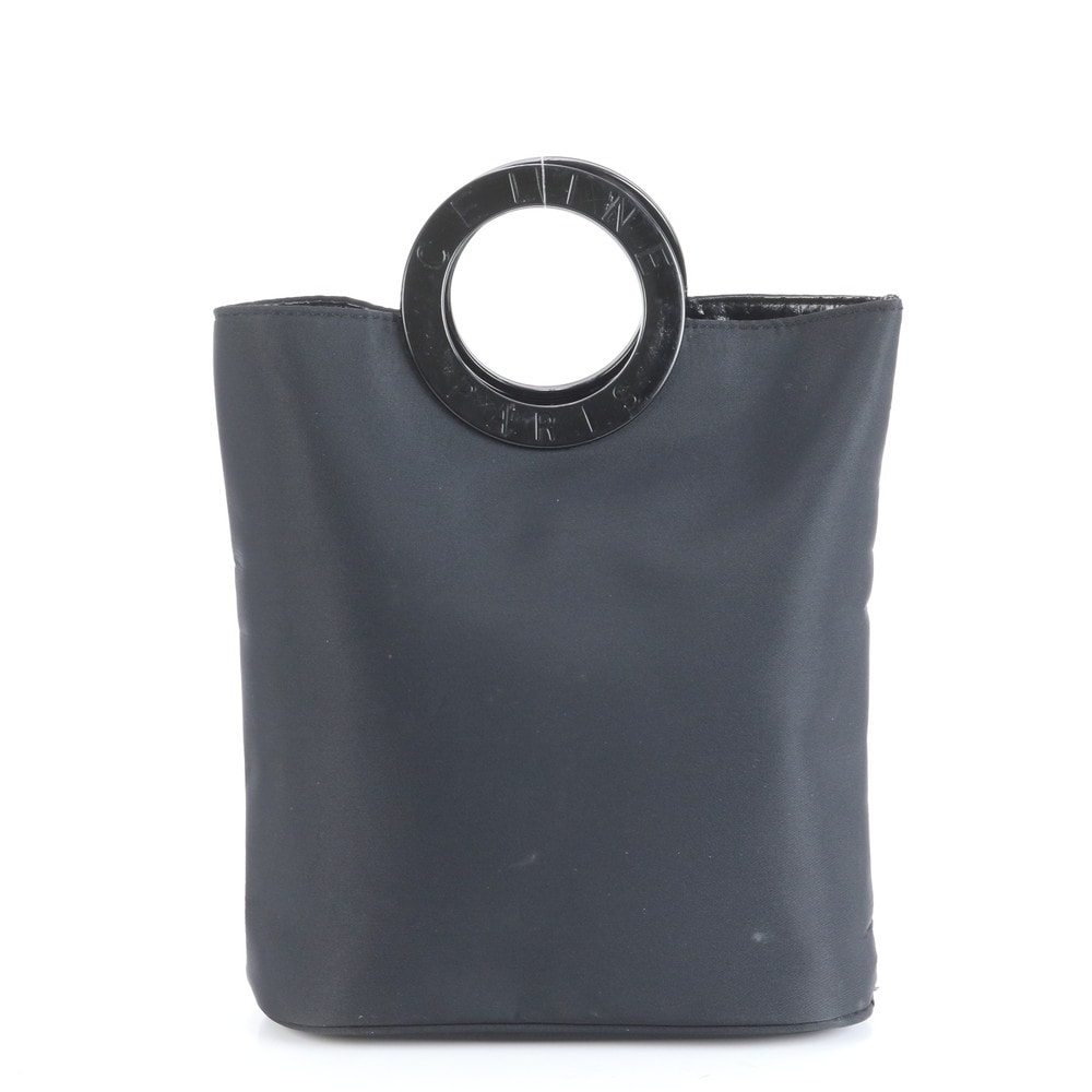 ■極美品 セリーヌ サークル ロゴハンドバッグ レザー×ナイロン
