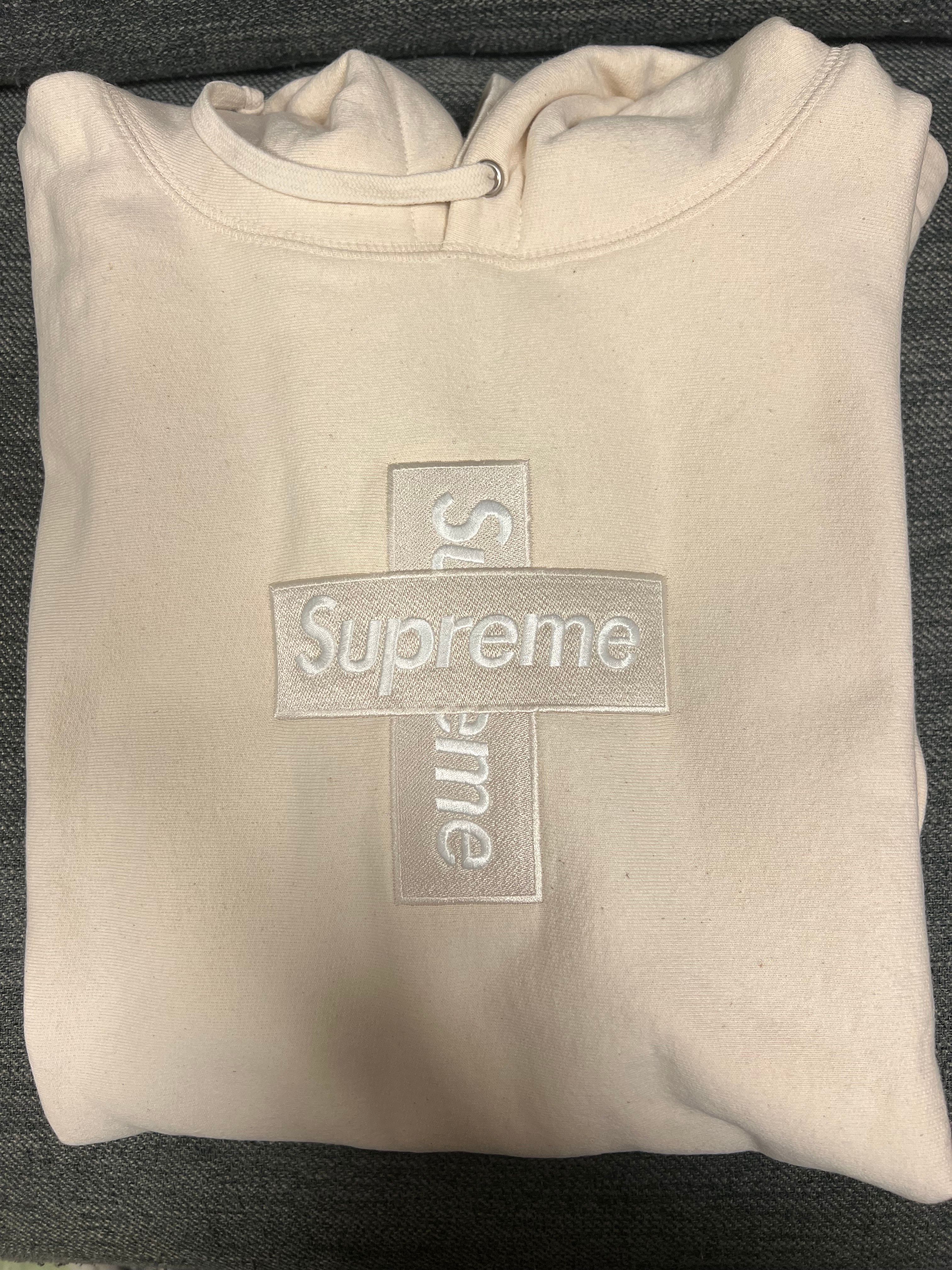 Supreme Cross Box Logo Hooded Sweatshirt "Natural"