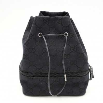 GUCCI(グッチ)GGキャンバス ドローストリング ポーチ バニティバッグ 巾着バッグ ブラック キャンバス レディース 039・1053・001998【中古】