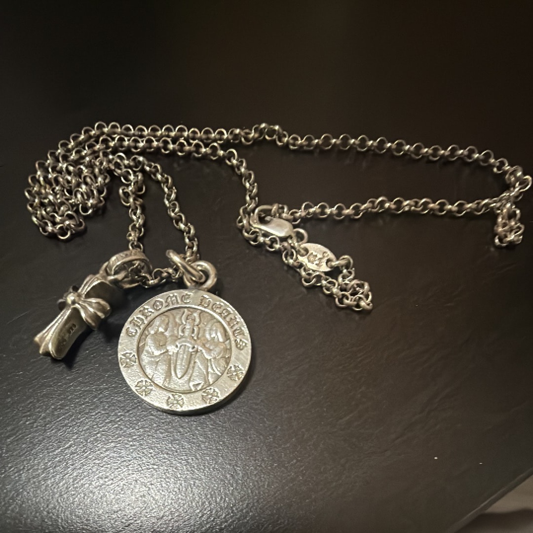 クロムハーツCHクロスベビーファットチャーム&ロールチェーン20インチ&エンジェルメダルチャーム