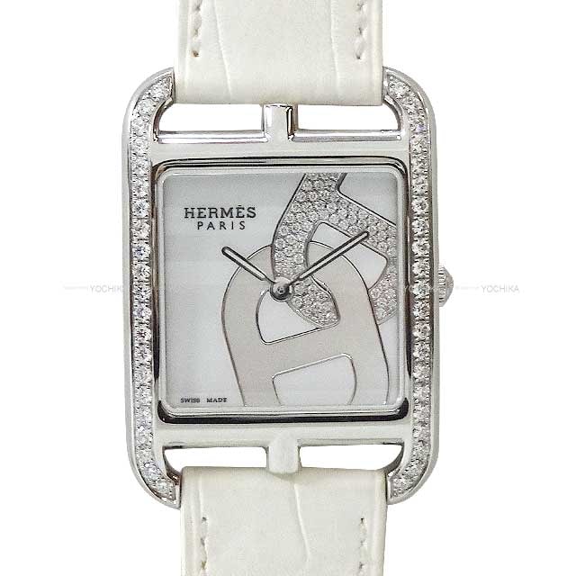 HERMES エルメス 腕時計 ケープコッド GM 37mm シェーヌダンクル ジョワイエ CC3.730 白 (ホワイト) ステンレススチール/クロコダイル アリゲーターマット/ダイヤモンド シルバー金具 D刻印 新品未使用