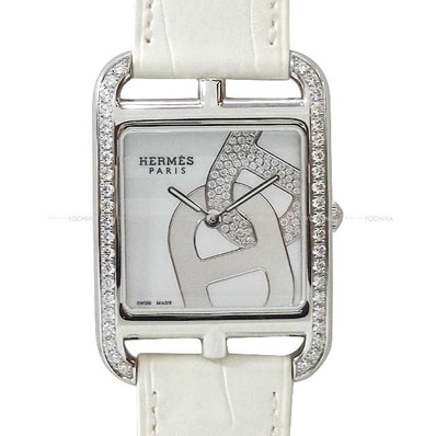 HERMES エルメス 腕時計 ケープコッド GM 37mm シェーヌダンクル ジョワイエ CC3.730 白 (ホワイト) ステンレススチール/クロコダイル アリゲーターマット/ダイヤモンド シルバー金具 D刻印 新品未使用