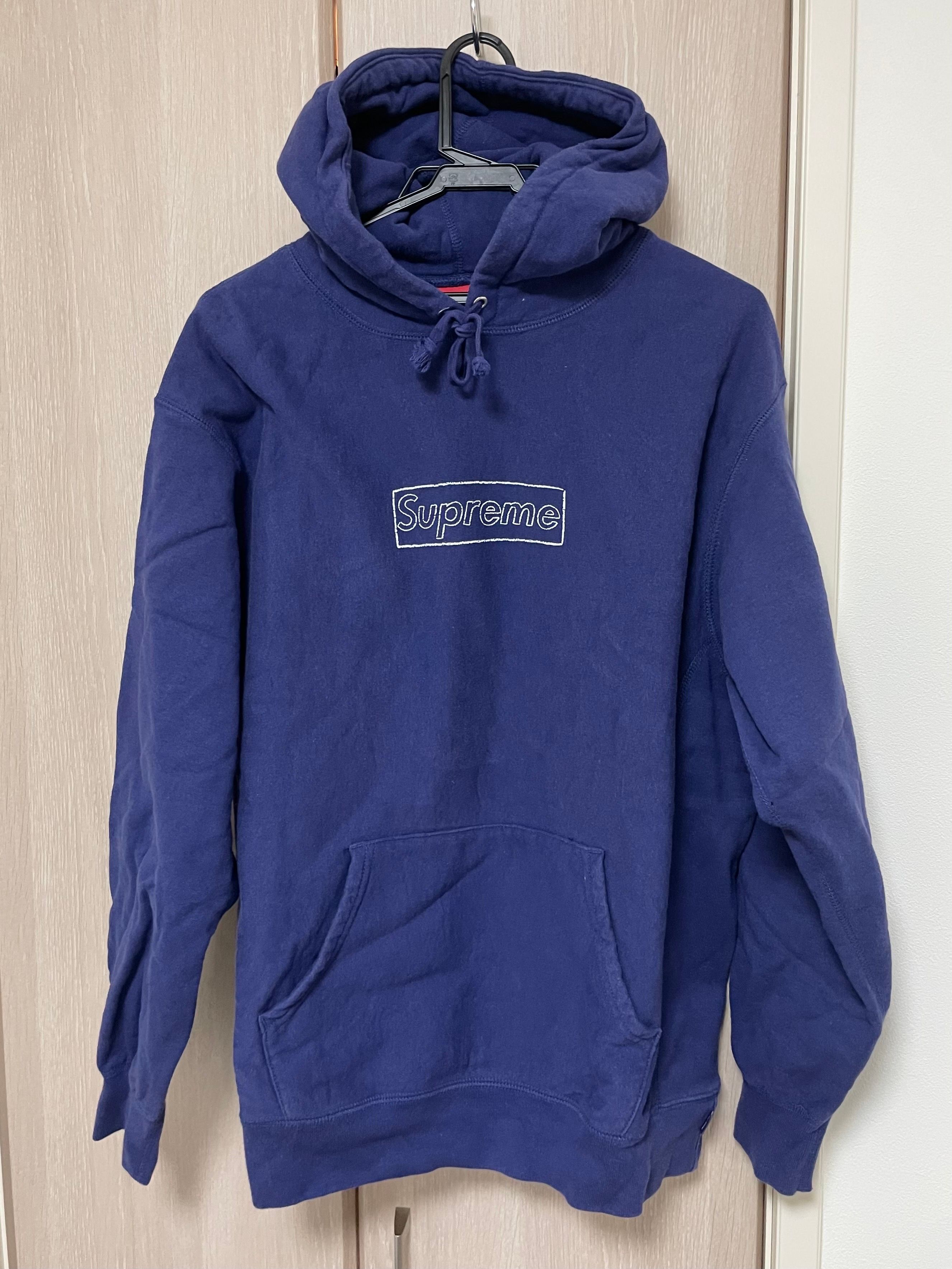 Supreme KAWS Chalk Logo Hooded Sweatshirt "Washed Navy"(2021)
