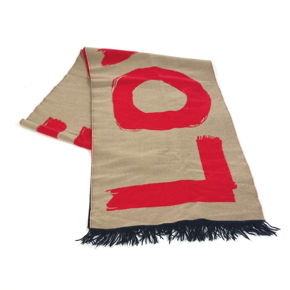 バーバリー BURBERRY スカーフ 8037534 フリンジ LOVE ファッション小物 フリンジ マフラー ウール ブラウン 美品