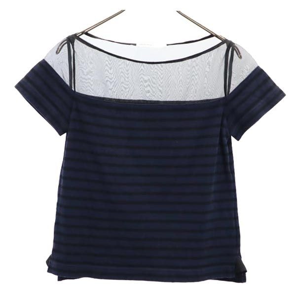 sacai luck サカイラック ボーダー柄 半袖 ボートネック カットソー 2 紺×黒